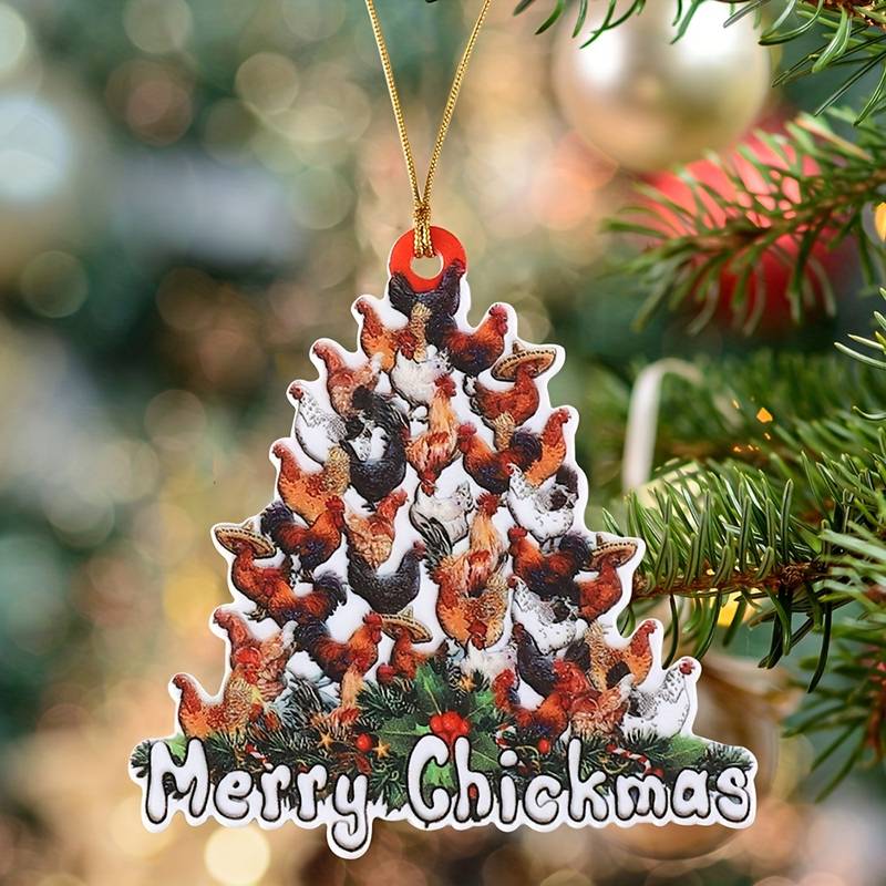 Merry Chickmas Weihnachtsbaumanhänger