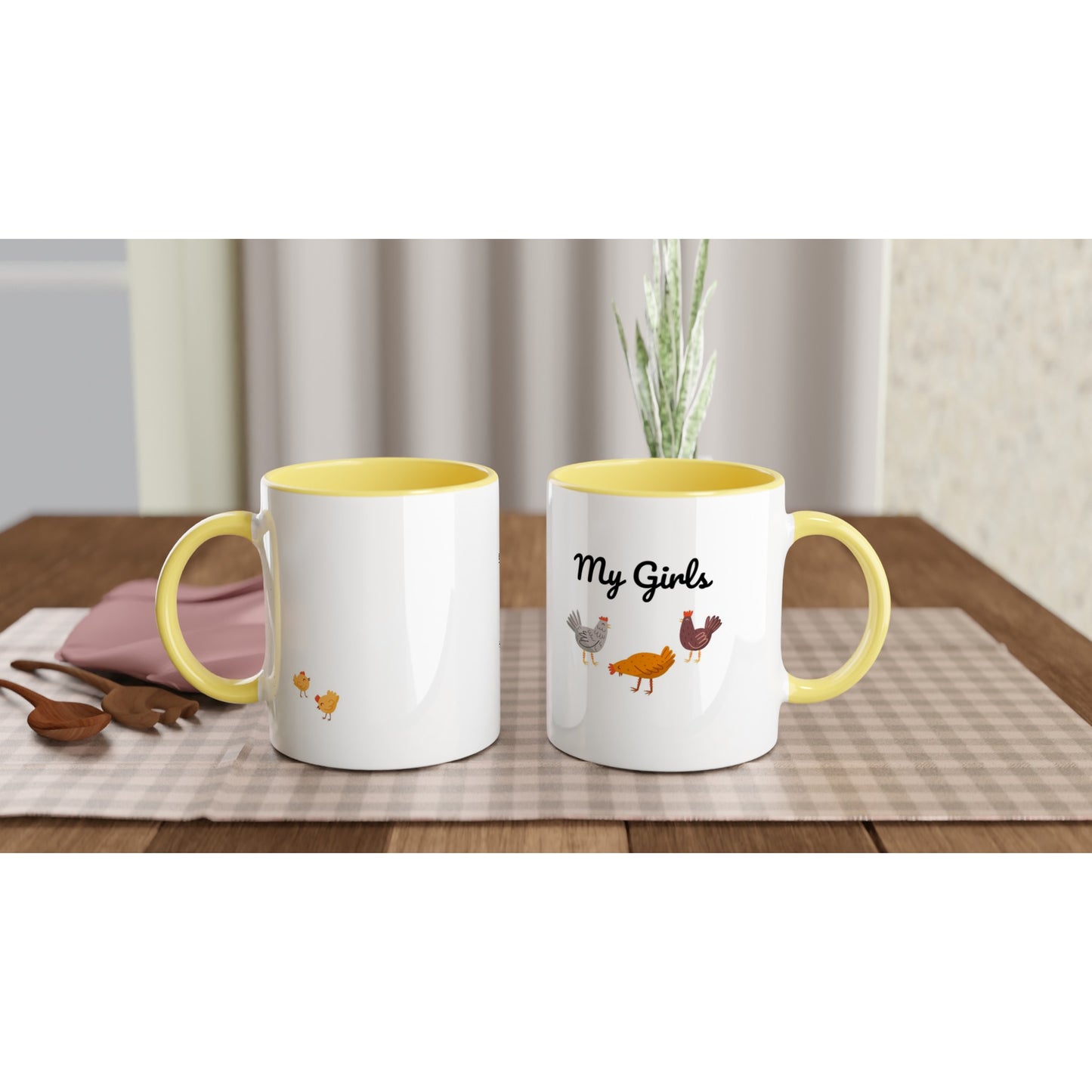 My Girls Hühner-Tasse mit farbiger Innenseite