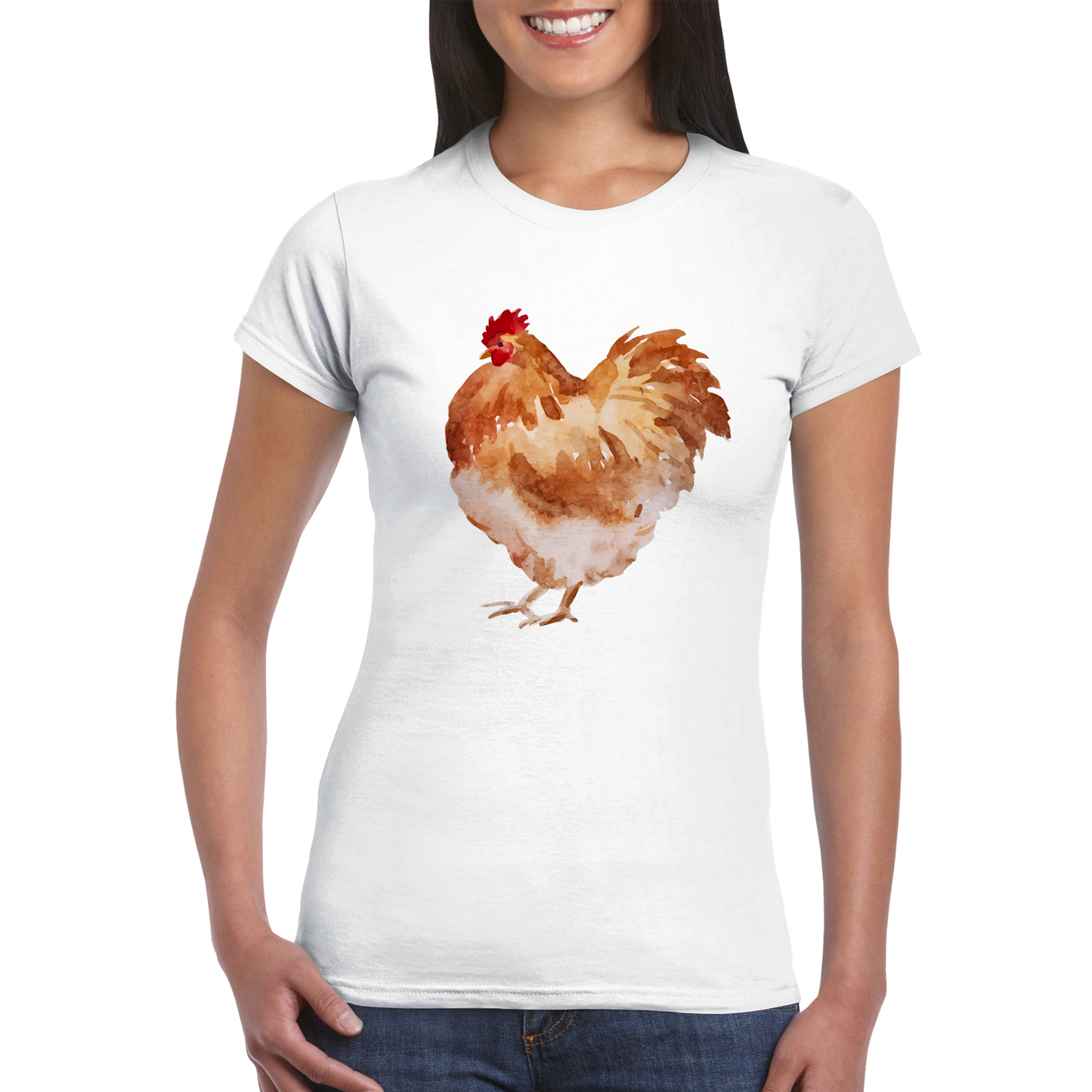 Aquarell Hühner Damen T-Shirt