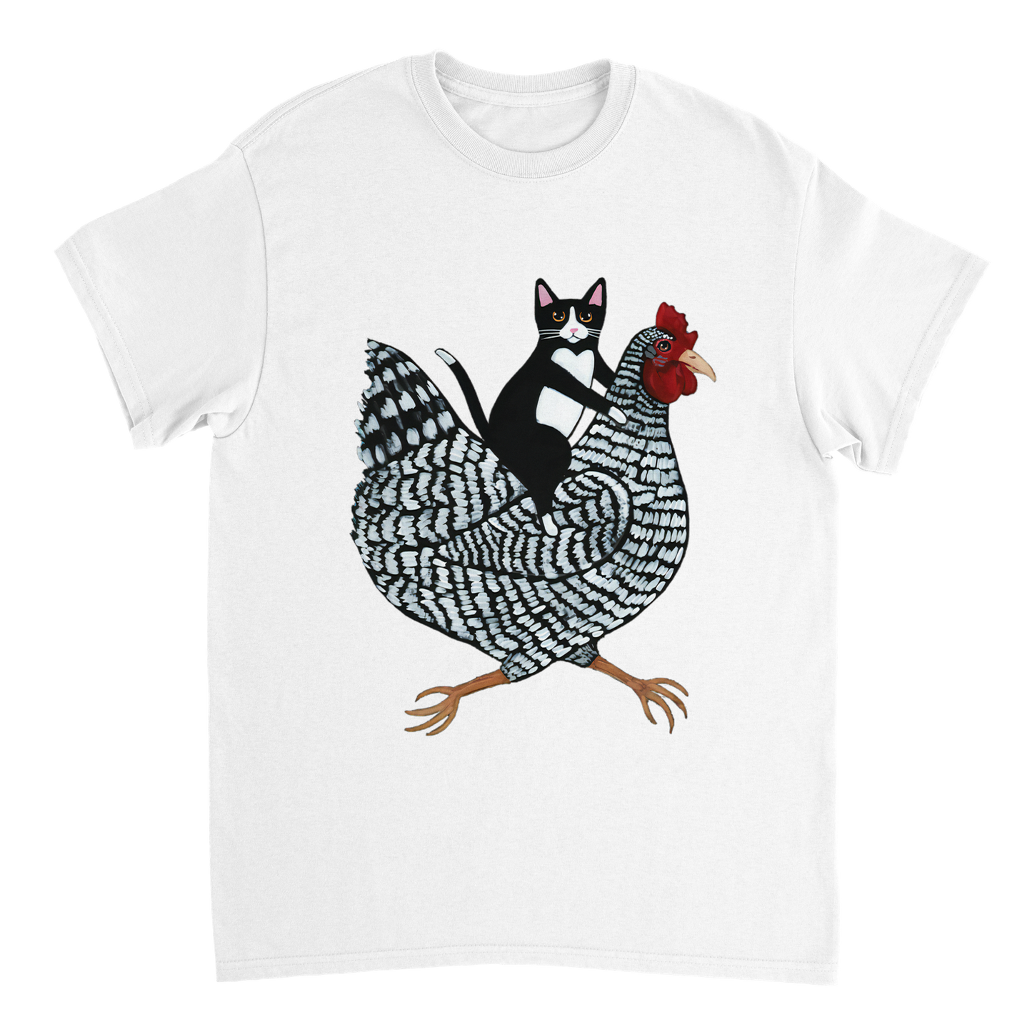 Katze reitet Huhn T-Shirt