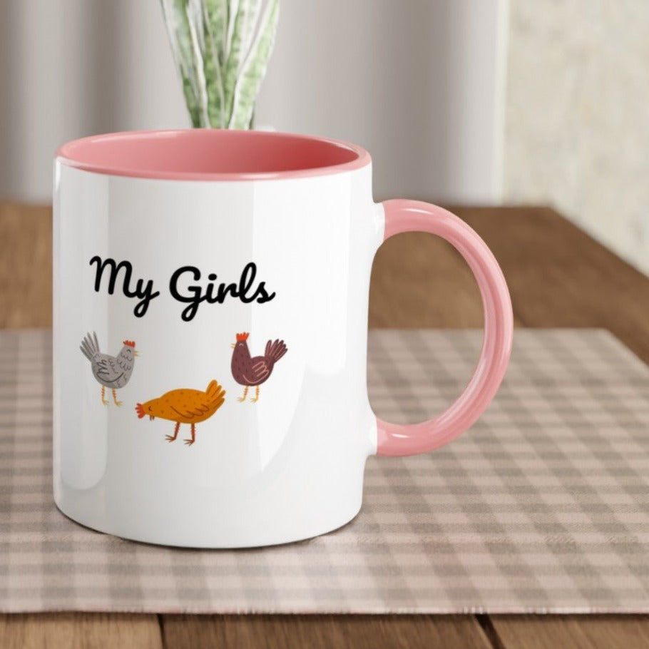 My Girls Hühner-Tasse mit farbiger Innenseite