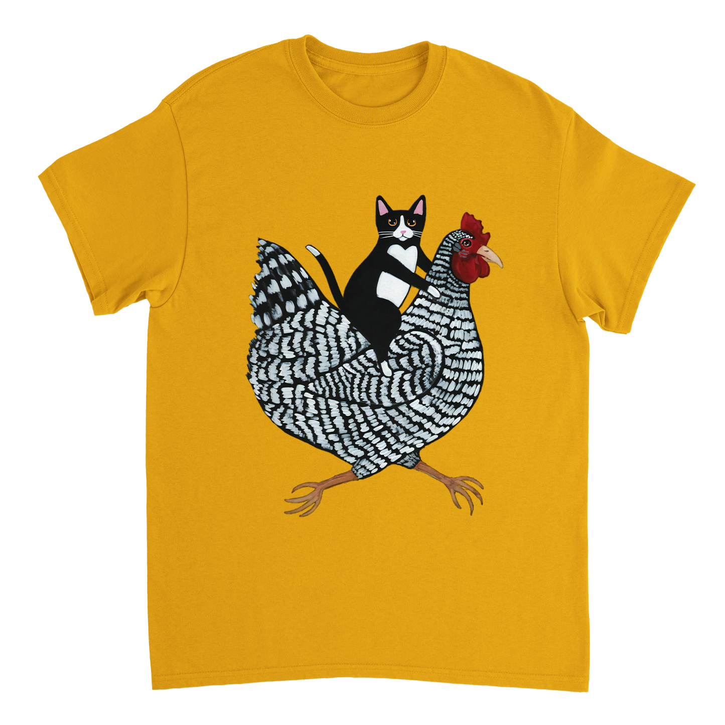 Katze reitet Huhn T-Shirt