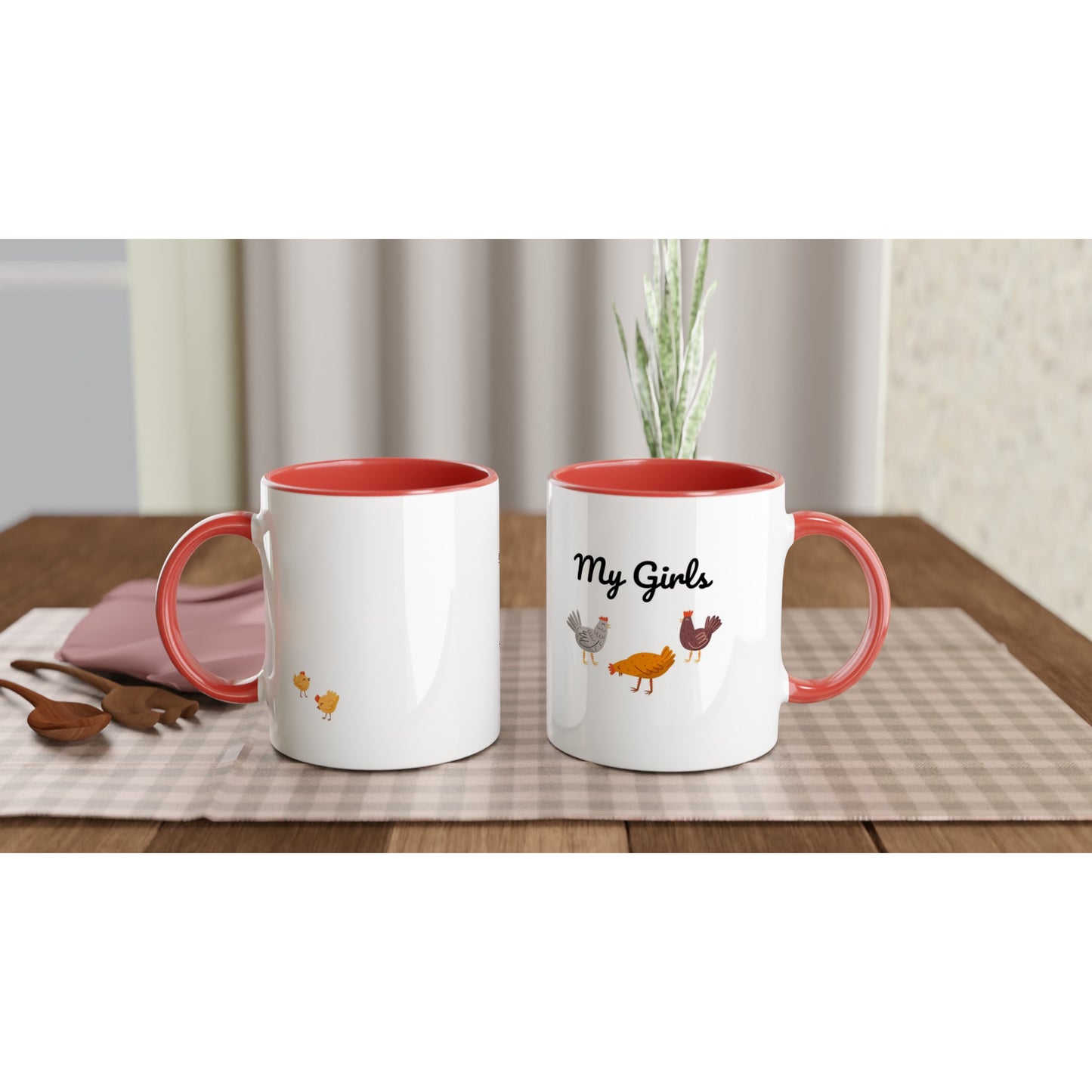 My Girls Hühner-Tasse mit farbiger Innenseite