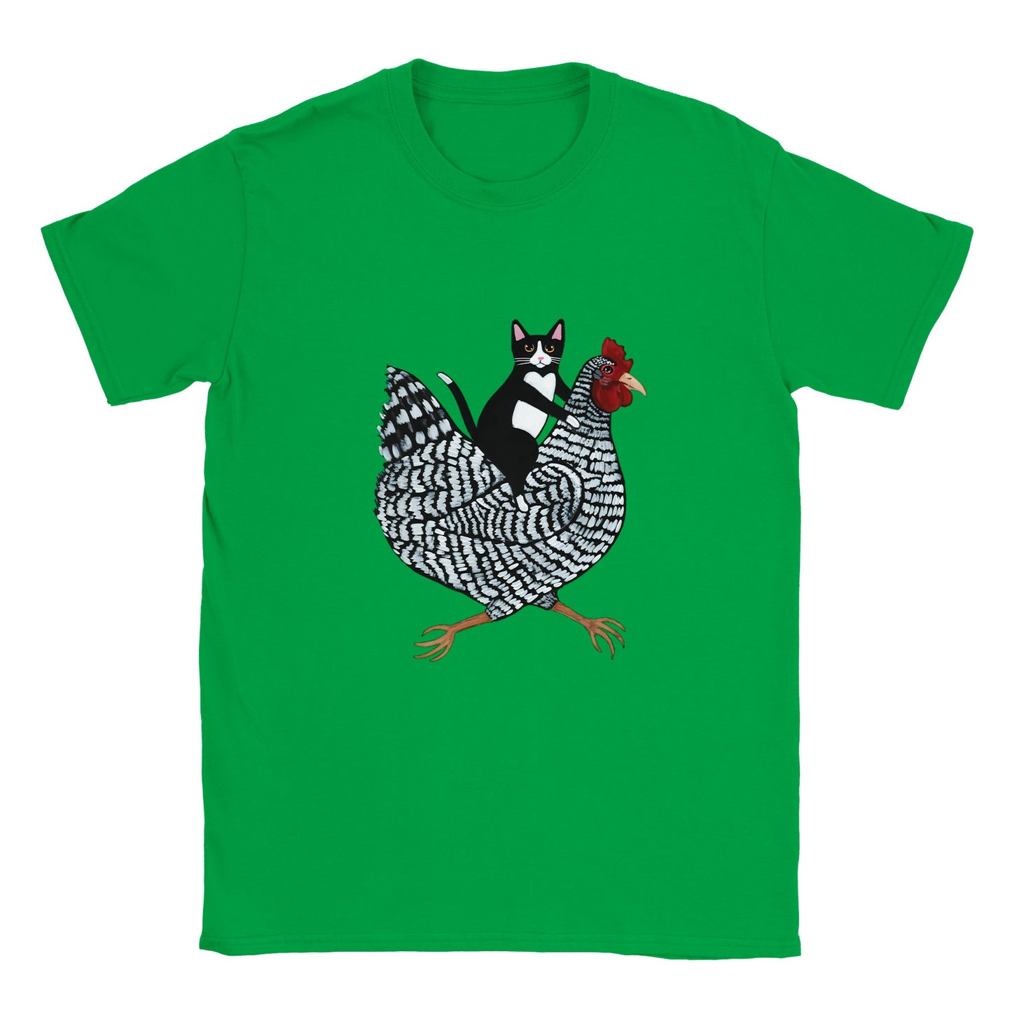 Katze reitet Huhn Kinder T-Shirt