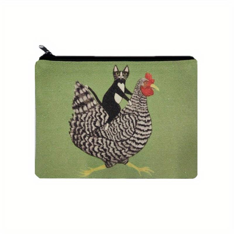 Beutel Katze reitet Huhn