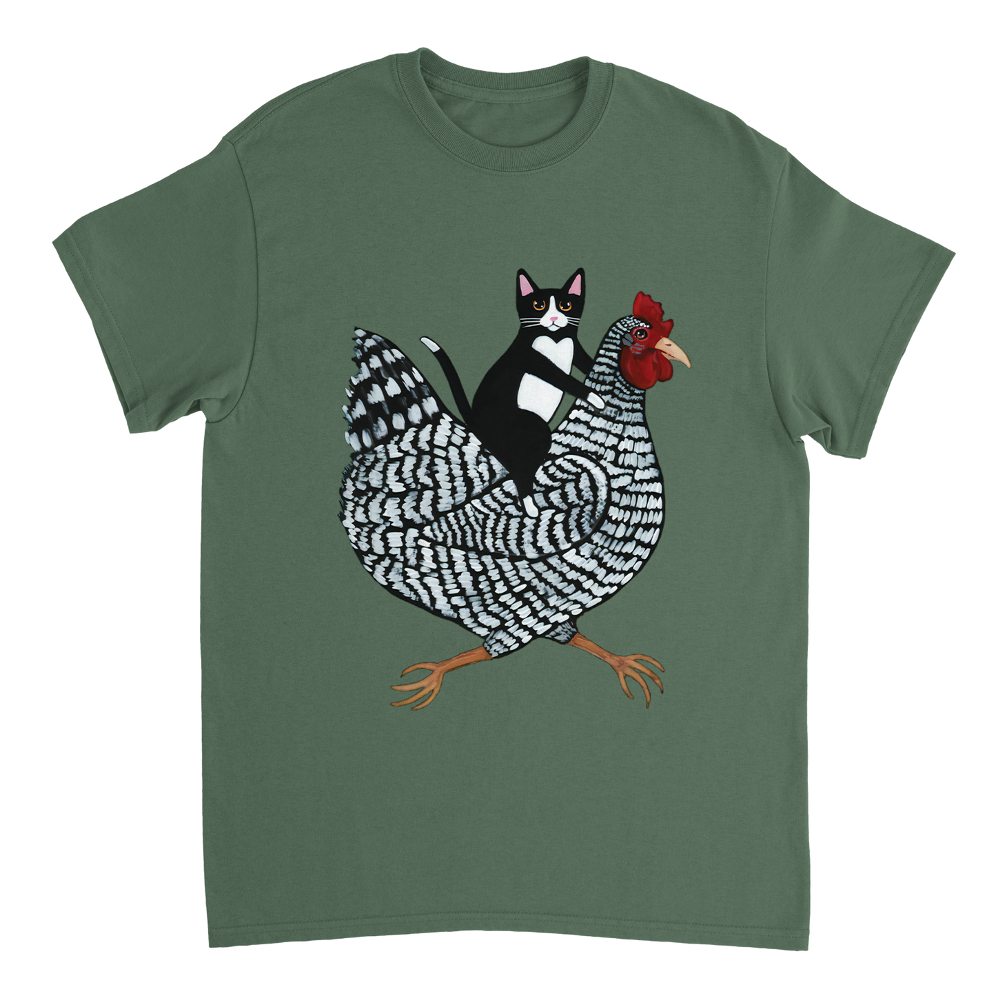 Katze reitet Huhn T-Shirt