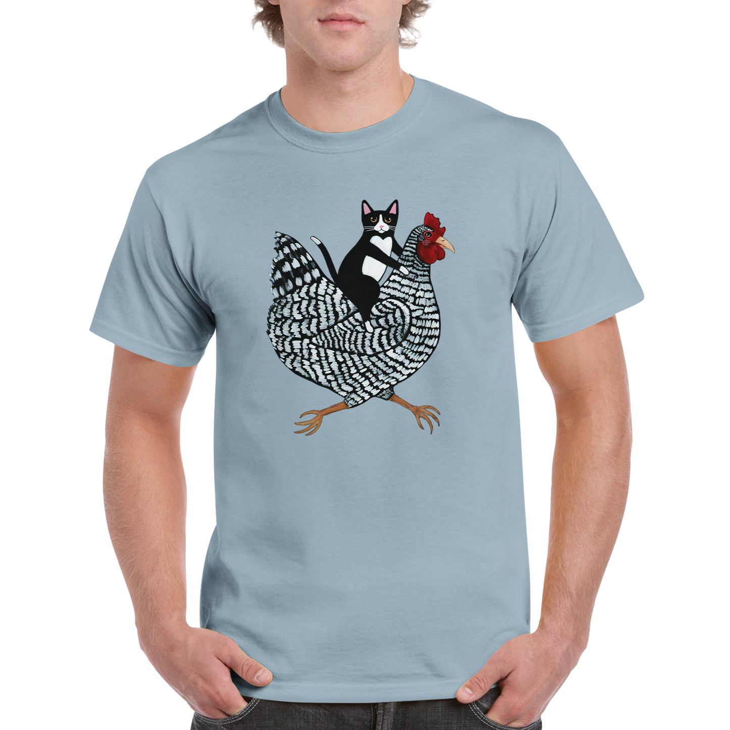 Katze reitet Huhn T-Shirt