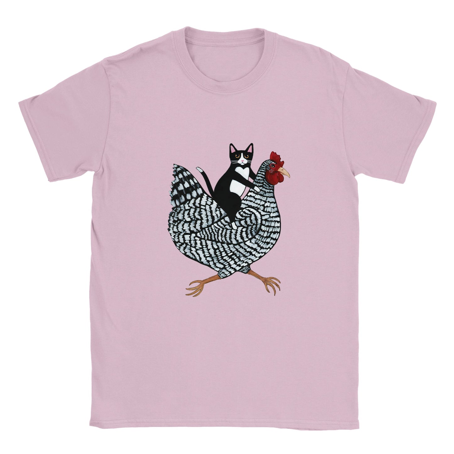 Katze reitet Huhn Kinder T-Shirt