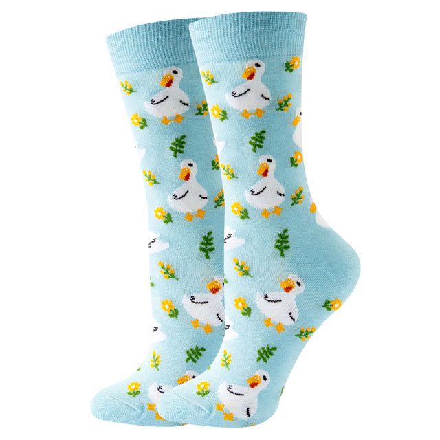 Enten-Socken mit Blumen – Lustige Socken für Tierfreunde